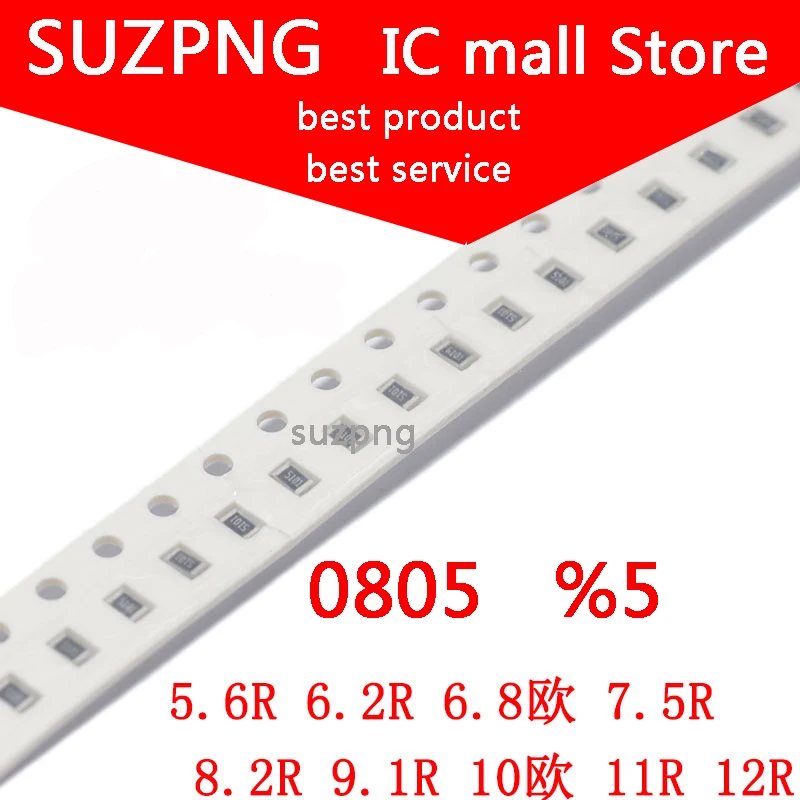 

100 шт., резистор 0805 5% SMD, r, 10R, 11R, r, шт.