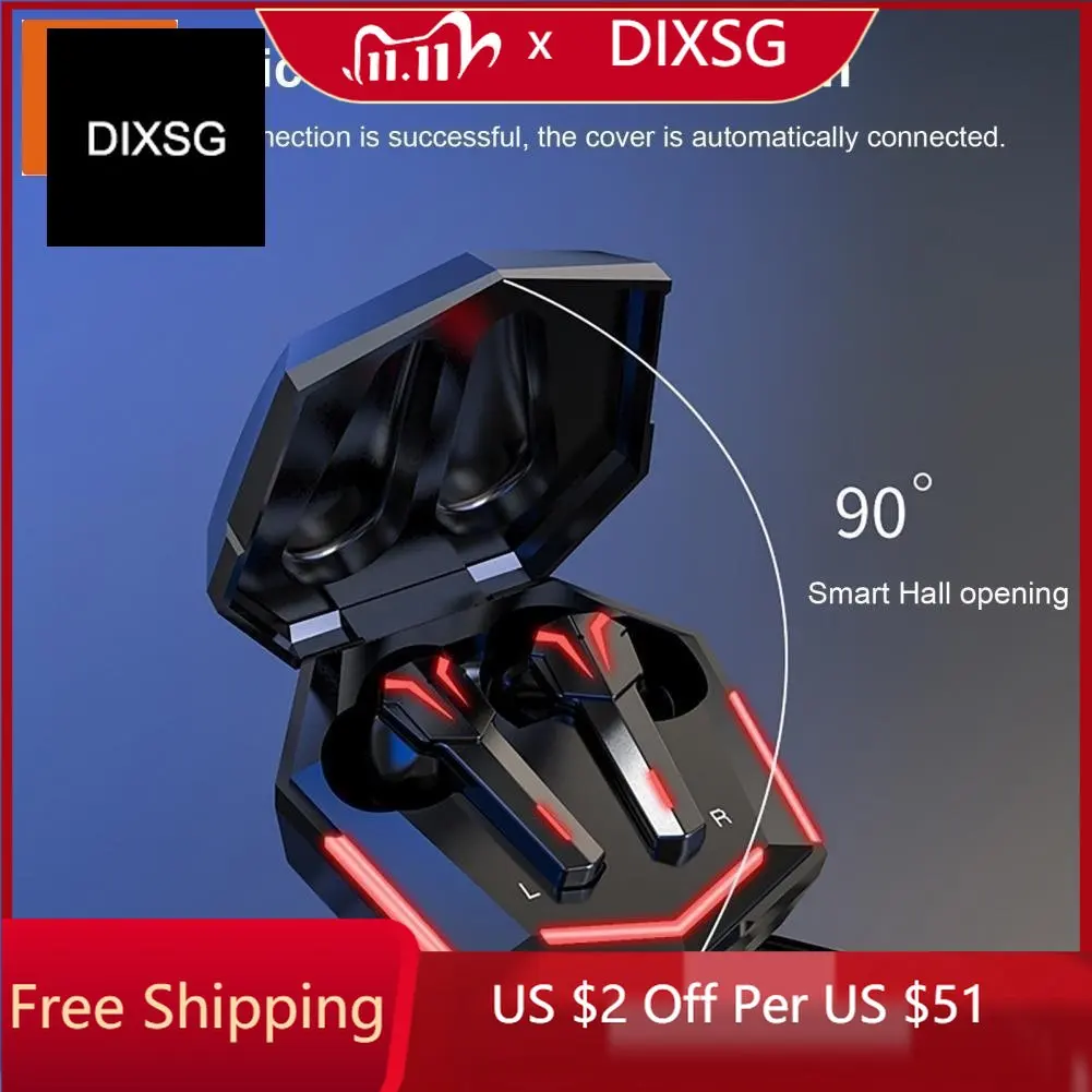 

DIXSG Bluetooth-compatibile auricolare con cancellazione del rumore impermeabile 5.0 TWS Stereo Gaming Earbud per la chiamata