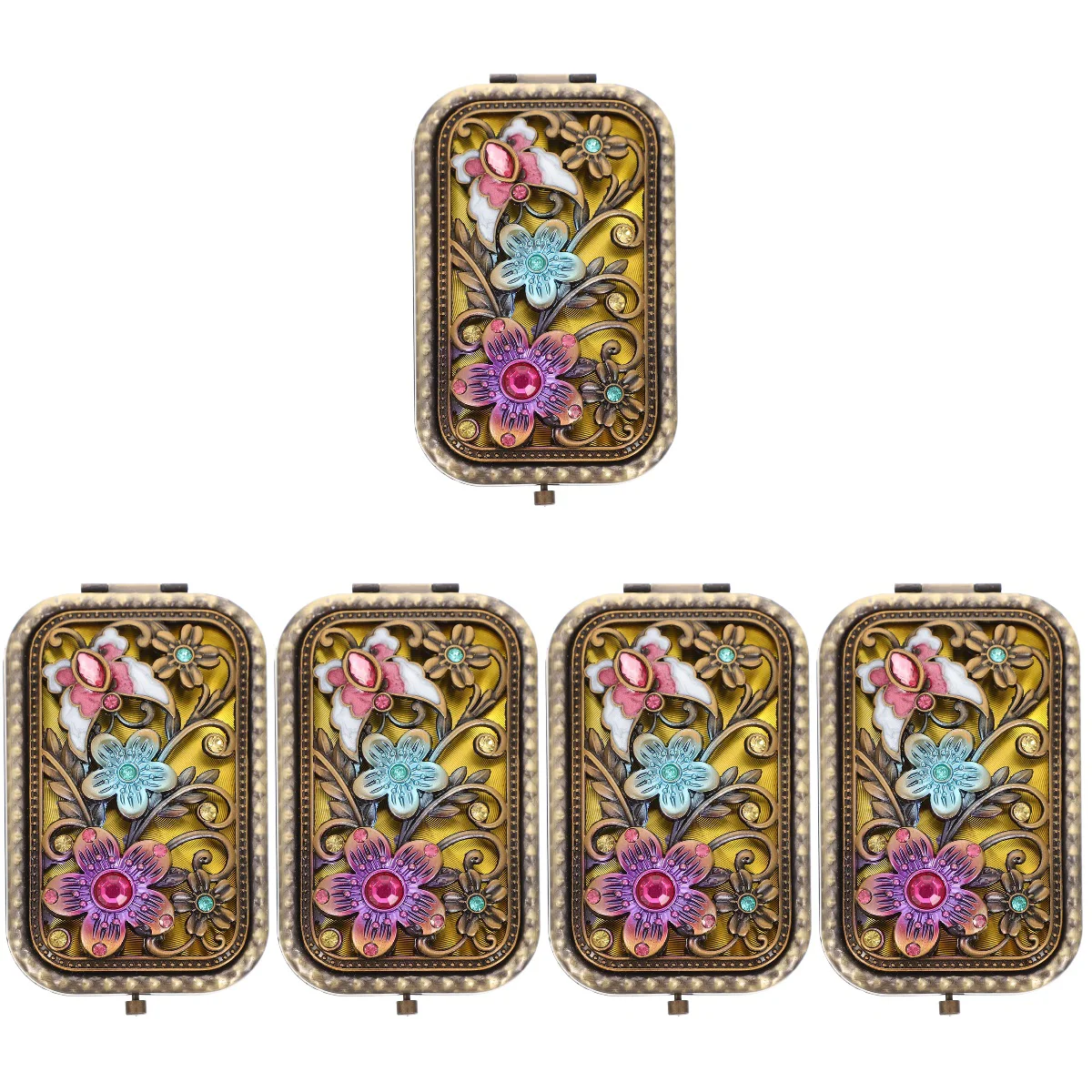 

5x Portable Vintage Double-side Compact Small Pocket Mirror Outdoor Make mirror Foldable Makeup Mirror Vanity Mirror