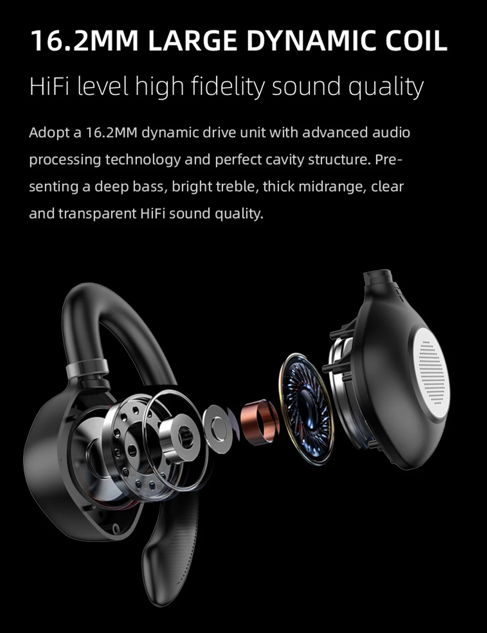 

Bluetooth 5.3 Earphones HiFi Stereo Bass Wireless Headphones Open Ear For Sport Running Earbuds Noise Cancelling Gaming Headset