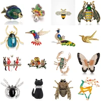 american fashion personality classic beetle insect animal brooch drip oil rhinestone alloy accessories men and women