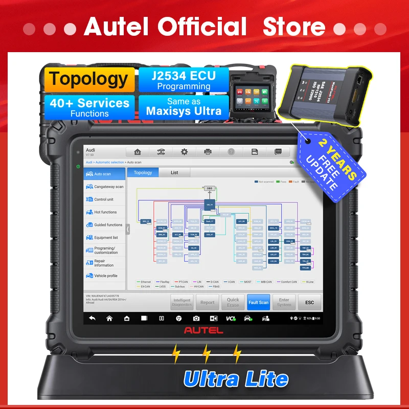 

Autel MaxiCOM Ultra Lite диагностические инструменты OBD2 сканер топология 2,0 J2534 ECU программирование такой же, как Ultra MS919 MS909 2 года