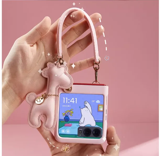 Симпатичный Diy Жираф Девушка жемчуг короткая цепь ПК чехол для телефона Motorola Razr50