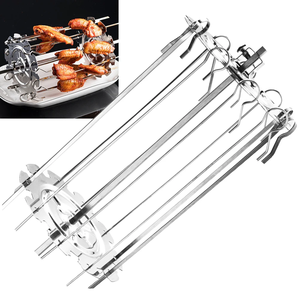 

Summer outdoor boutique 10 fork rotating grill steel kebab needle cage barbecue tool camping accessories portable