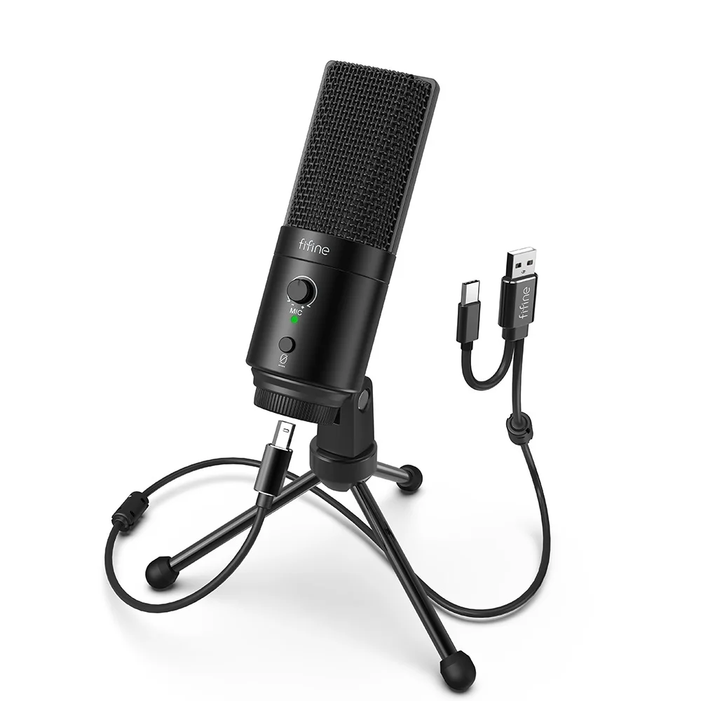 

Top 192KHz/24bit USB&Type-C Microphone with Mute Button Gain Control Condenser PC MIC for Cardioid Studio Recording-K683A