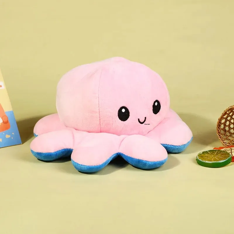 Мягкая плюшевая игрушка-Осьминог из флисовой ткани со сменным лицом