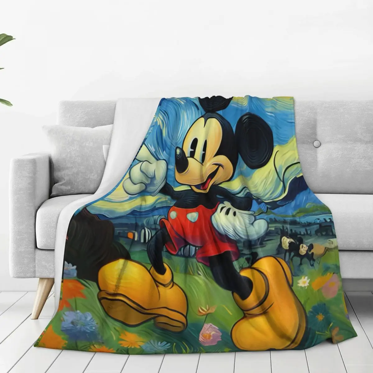 Одеяло с Микки в звездной ночи качественное супер теплое постельное белье одеяло