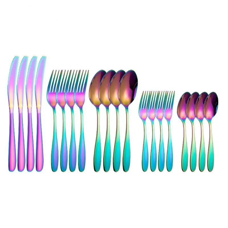 

20Pcs Pink Gold Cutlery Set Stainless Steel Dinnerware Set Knives Forks Coffee Spoons Flatware Set Kitchen Dinner Tableware Set