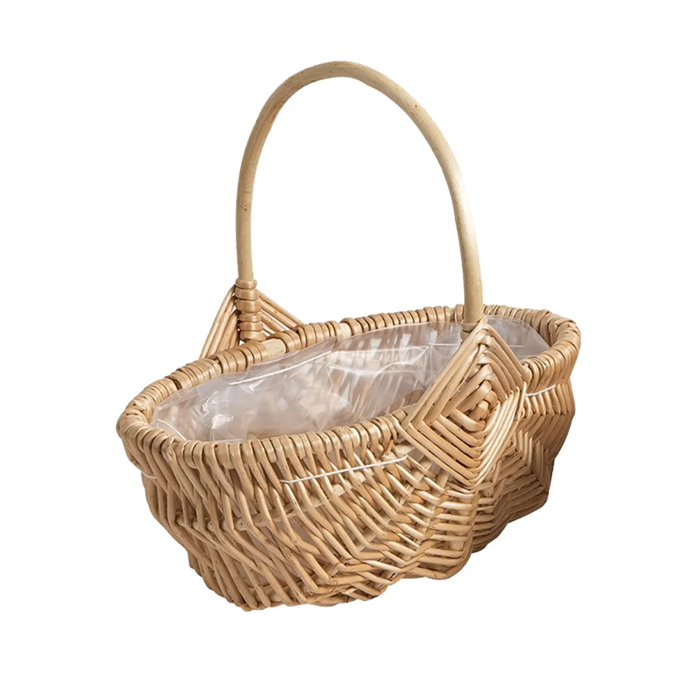 

Basket Baskets Storage Wicker Flower Woven Picnic Fruit Wall Hanging Gift Hamper Wooden Food Vegetable Handles Girl Bread