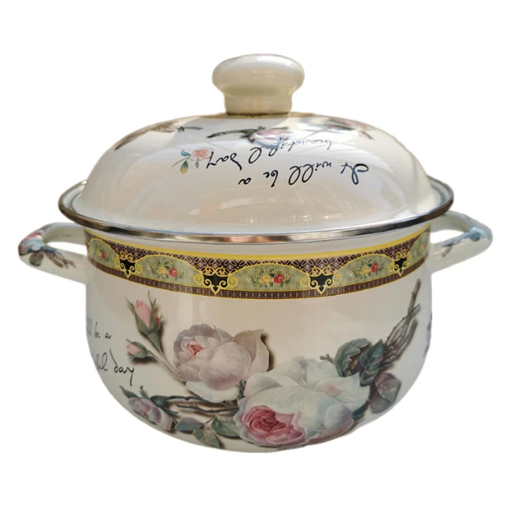 

Stockpot Soup Pot Enamel Stock Pot Flat Bottom Stew Pot Kitchen Cooking Utensil