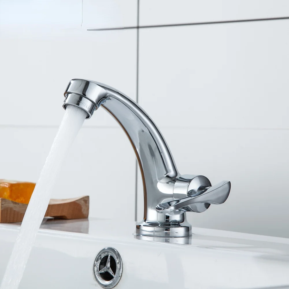 

Bathroom Faucet Zinc Alloy Basin Faucet Deck Mounted Sink Single Cold Single Handle Tap Corrosion Resistance Taps