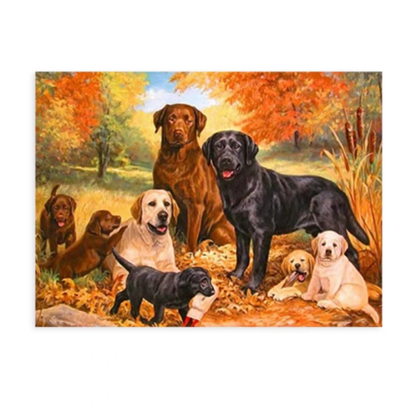 

DIY Diamond Painting Full Diamond Round Eight Dogs Cross Stitch Home Decoration