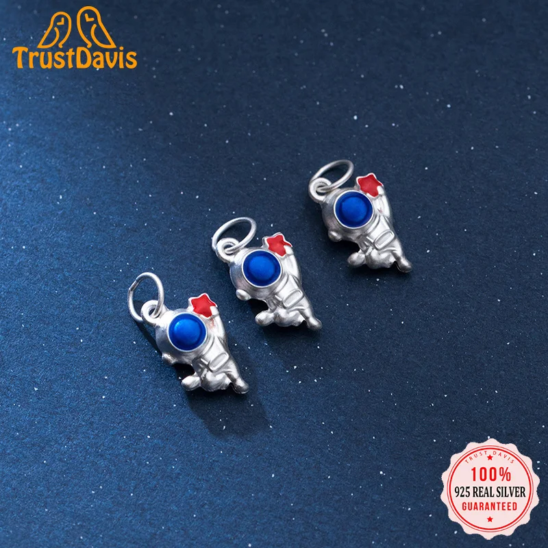 

TrustDavis Real S999 Стерлинговое Серебро 2022 3D глазурь астронавты кулон ручной работы DIY ожерелье аксессуары изысканные ювелирные изделия HY880