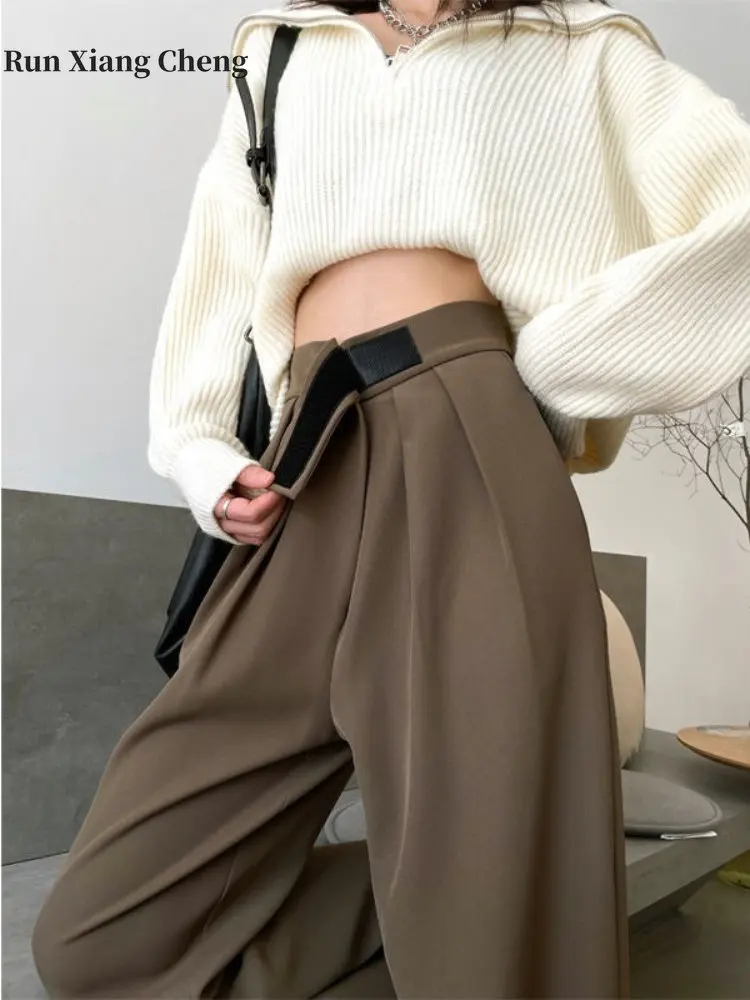Spring and Autumn 2022 Women's New Suit Wide Leg Pants High Waist Sagging Relaxed Straight Floor Pants Korean Fashion Sweatpants