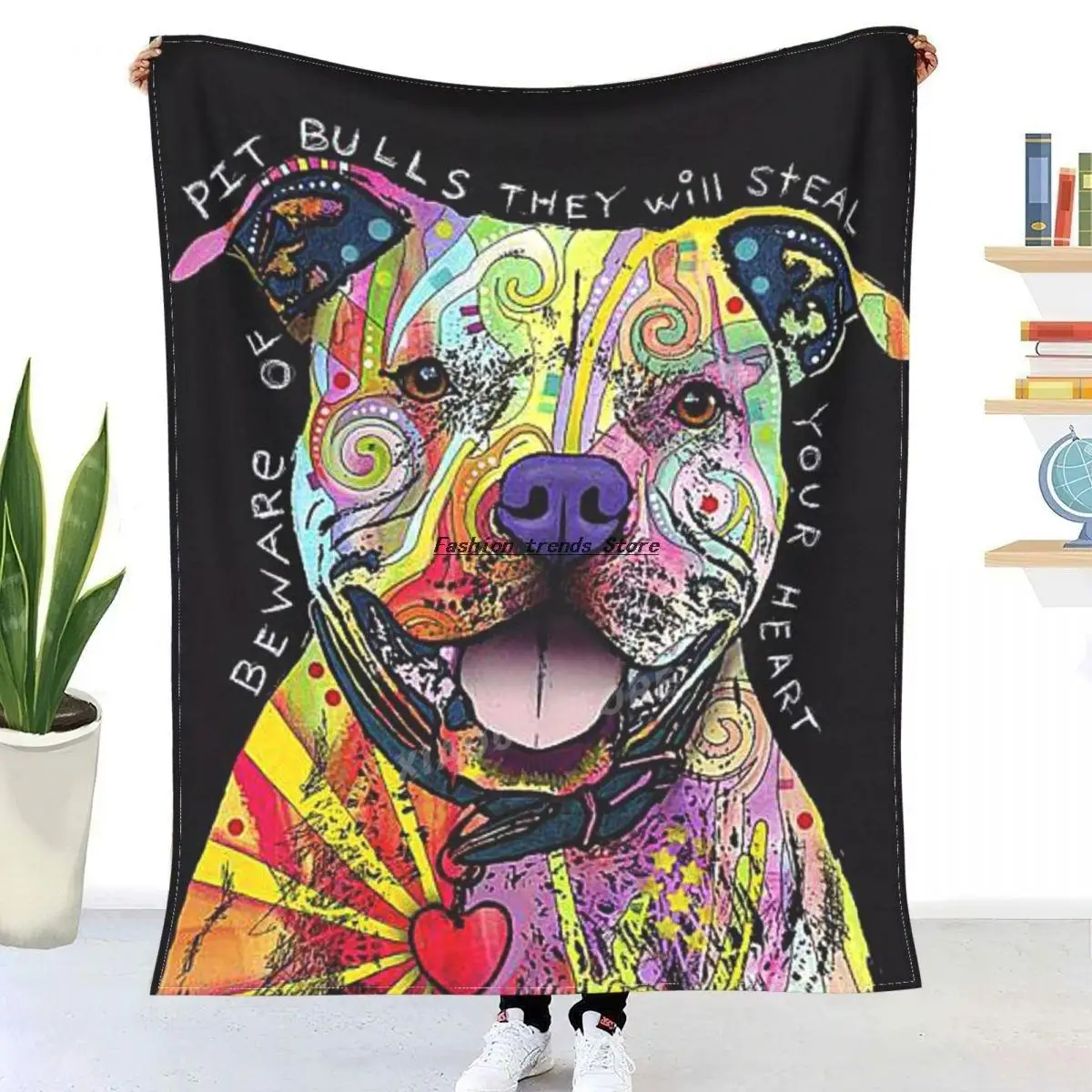 

Dean Russo Beware of Pit Bulls They Will Steal Your Heart Super Soft Plush Fleece Throw Blanket