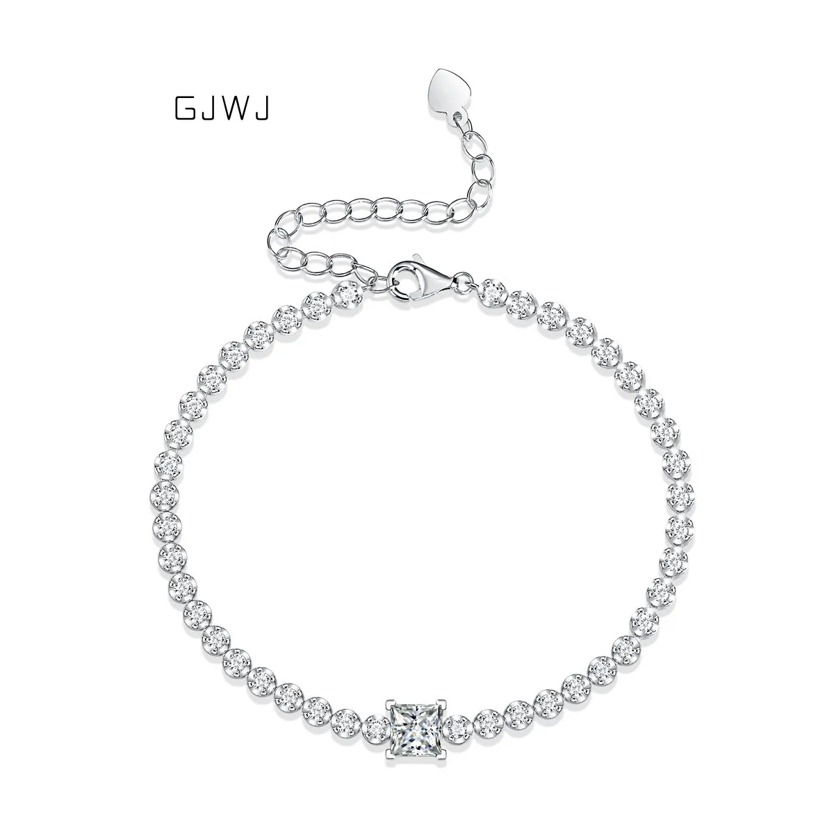 

Real 5.5MM Princess Cut Moissanite Bracelet For Women 925 Sterling Silver 1CT Diamond Luxury Wedding Jewelry With GRA Girls Gift