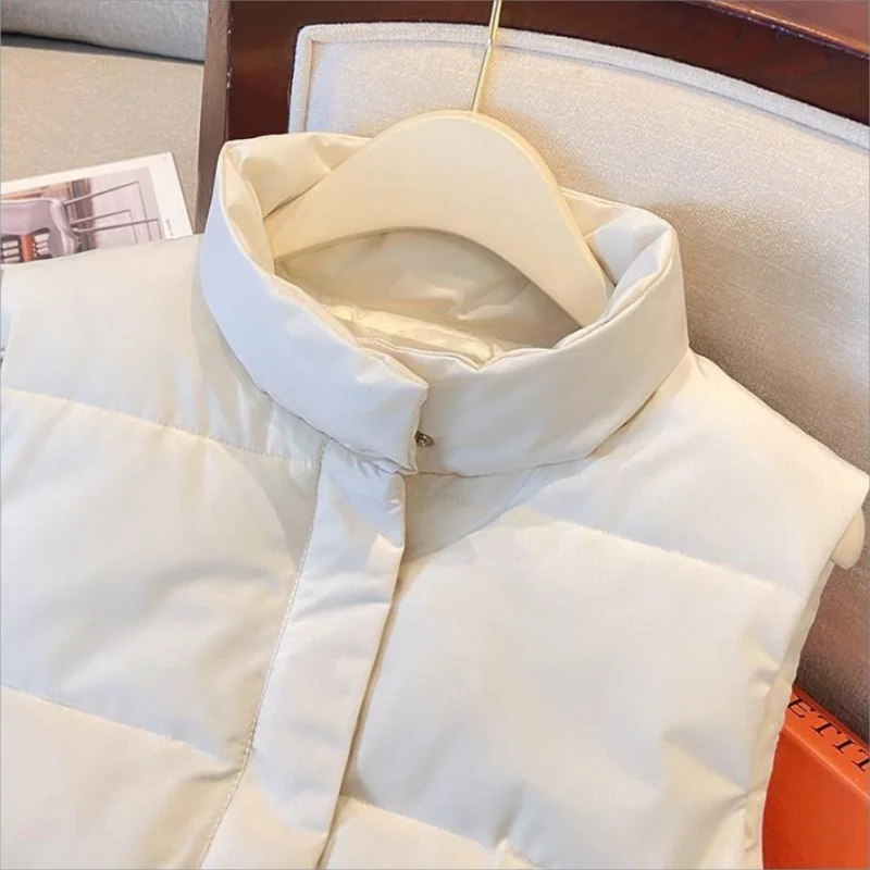 2024 зимний пуховый хлопковый жилет с воротником-стойкой цвета хаки хлопковая