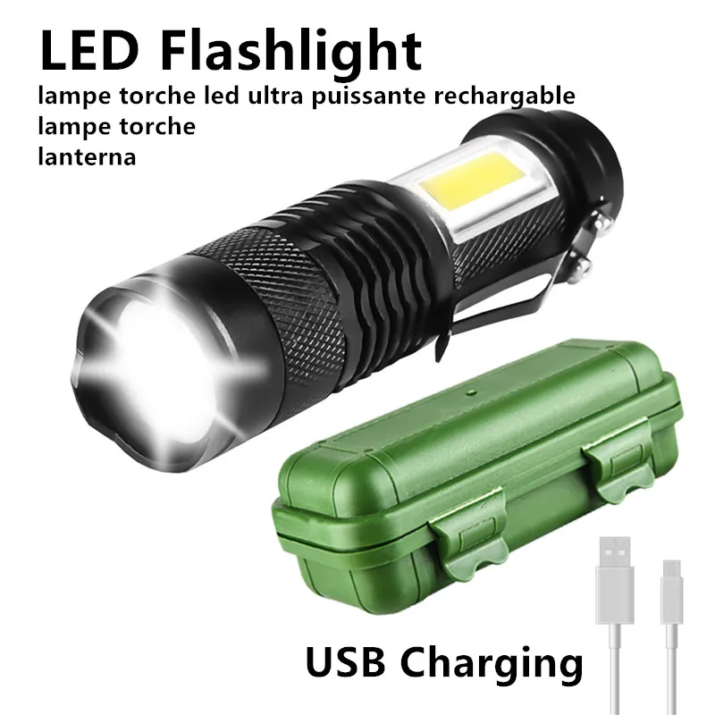 Мини-фонарик лм со встроенным аккумулятором и зарядкой от USB светодиодный