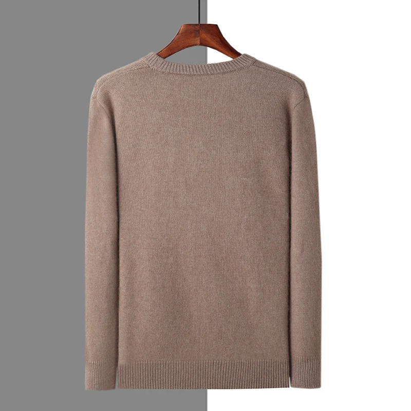 Осенне-зимний мужской 100% норковый кашемир толстый пуловер с круглым вырезом