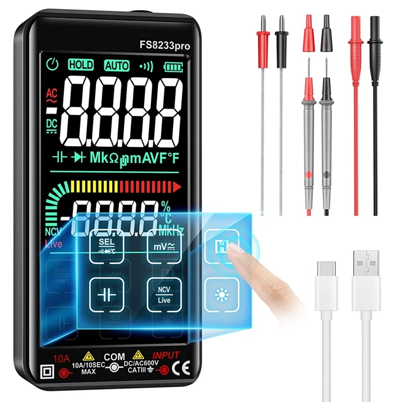 

Digital Multimeter,DC AC Voltage Current Resistance Continuity Capacitance Temperature Frequency Diode Auto Ranging