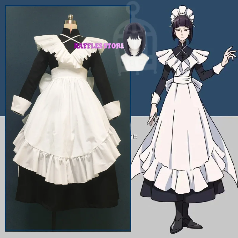 

2023 New Anime Undead Girl Murder Farce Heroine Cosplay Wig Costume Dark Maid Dress Gothic Halloween Holiday Cosplay Suit Unisex