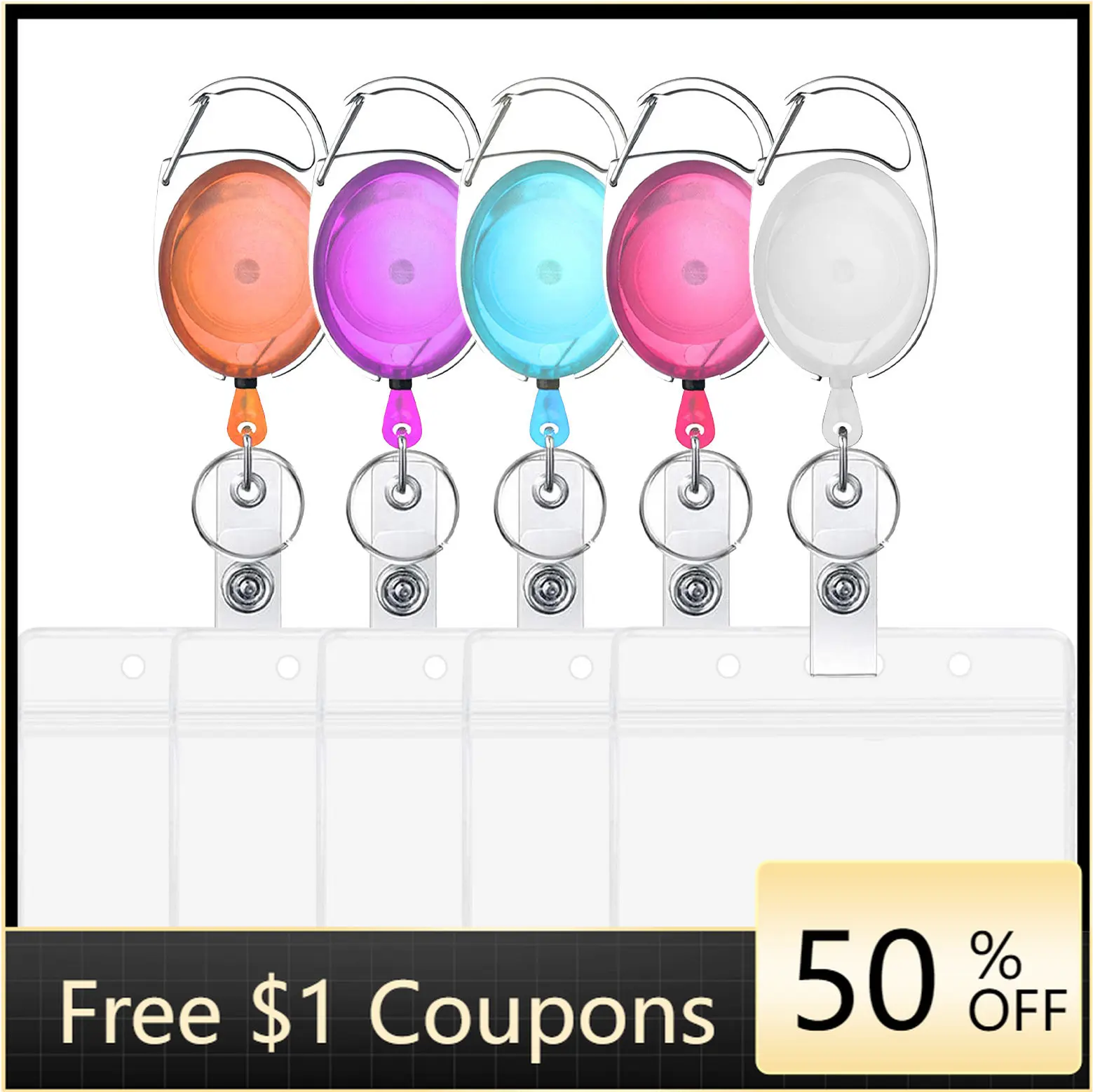 

Carteira ABS ID Card Holder Transparent Retractable Easy-to-pull Buckle Card Holders PVC ID Buckle Card Cover Porte Carte