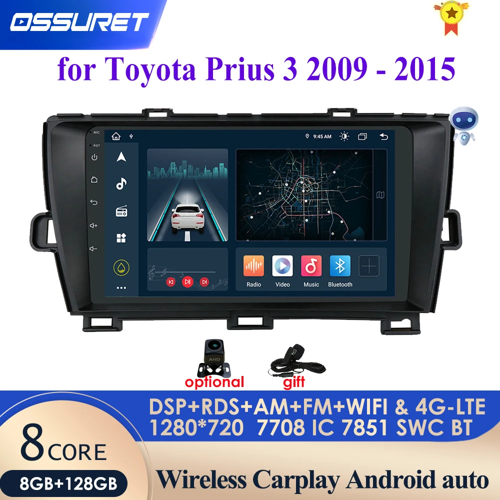 

3 + 32 Автомагнитола Carplay 2Din Android 10 автомобильный мультимедийный плеер для Toyota Prius 3 2009-2015 стерео видео аудио Navi GPS WIFI RDS BT
