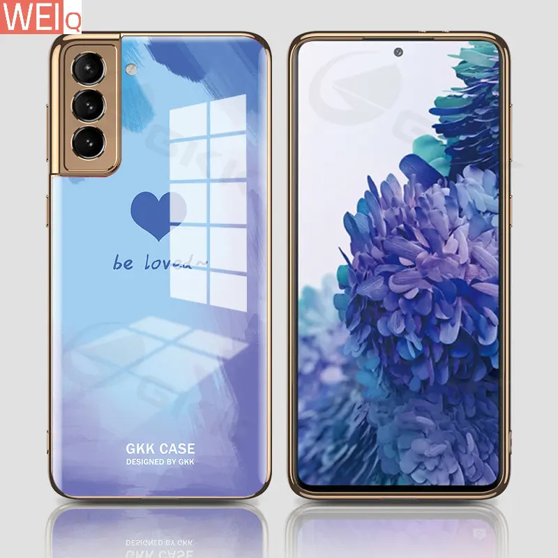 

Роскошный чехол с покрытием из закаленного стекла для Samsung Galaxy S21 Plus, ультраударопрочный чехол с краями для Samsung S21 Plus, Ультратонкий чехол Ca