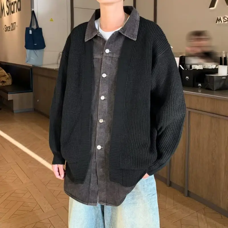 Осенне-зимняя корейская трикотажная верхняя одежда в стиле ретро модная мужская