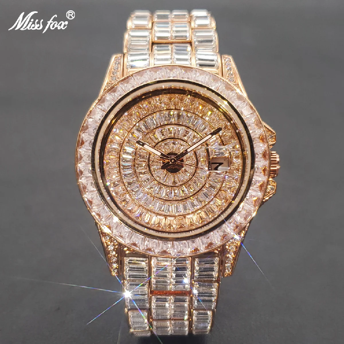 New Full Moissanite Watch For Men Luxury Hip Hop Ice Out Wristwatch Vintage Stainless Steel Waterproof Man Clock Best Gift 2023