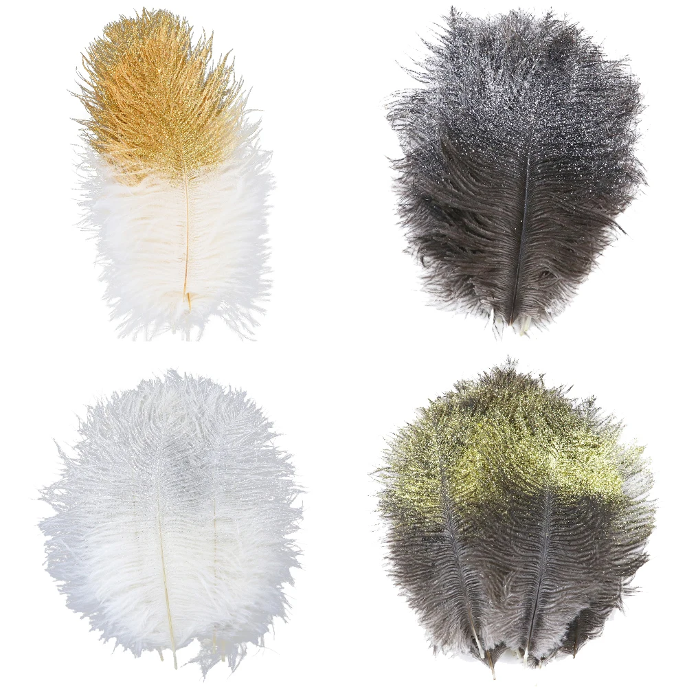 

15-20cm 10pcs Ostrich Feather and White Feathers Wedding Accessories Fly Tying Materials