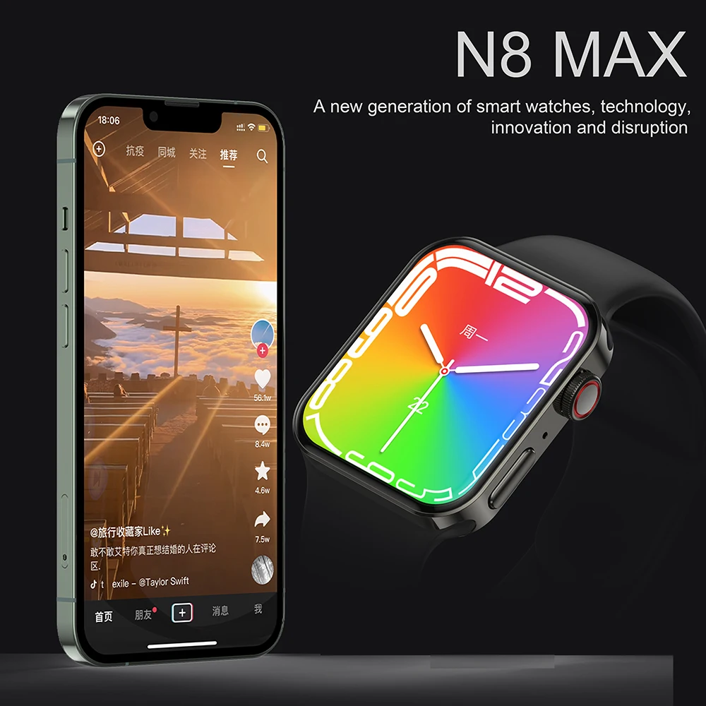 

2022 N8 MAX Smart Watch Wireless Charging Bluetooth Call Watch Men Women Fitness Monitor Bracelet for Android IOS