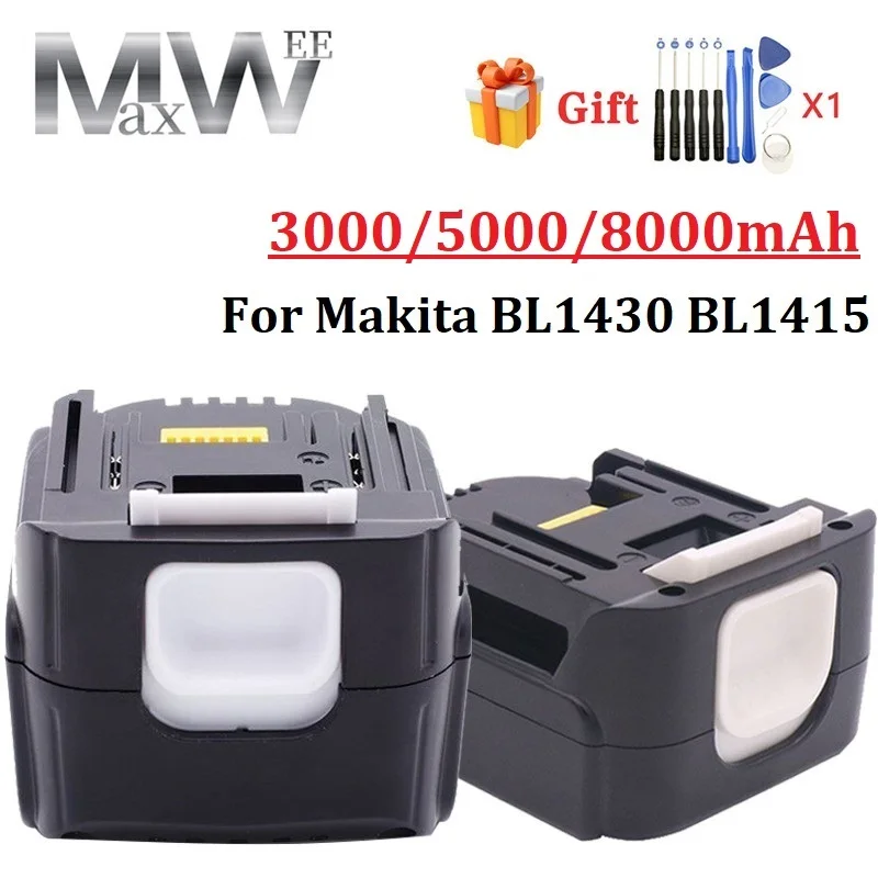 

3,0/5,0/14,4 Ач 196875 в перезаряжаемый литий-ионный аккумулятор для Makita bl1430 BL1415 BL1440 194558-4 195444-0 196388-8-5 BDF440