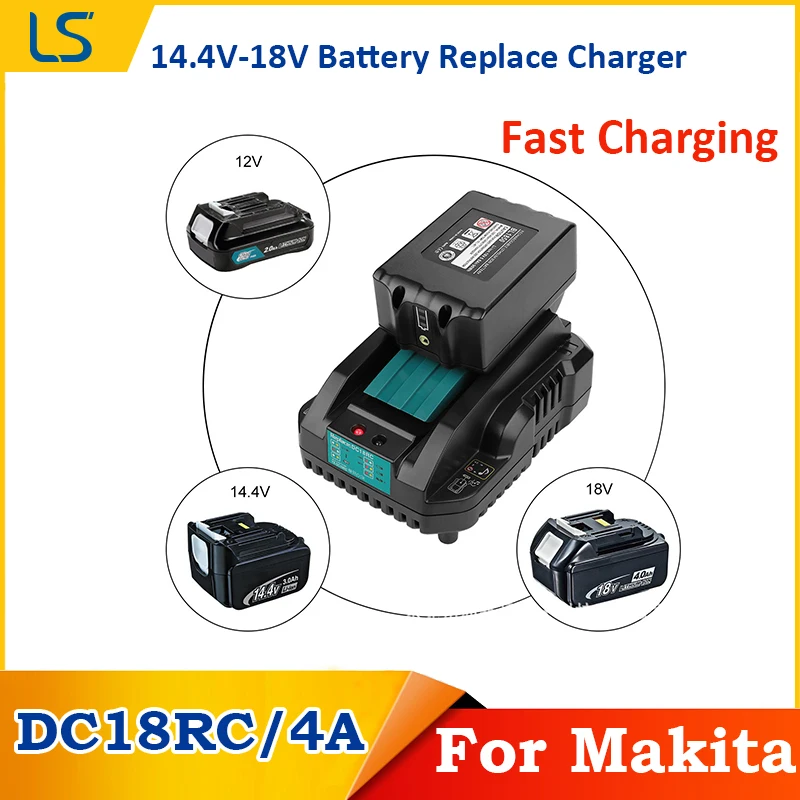 

Адаптер для быстрой зарядки аккумулятора 4A DC18RC для Makita 18 в BL1830 BL1860 14,4 В BL1430 BL1420 Makit электроинструменты зарядное устройство для аккумулятора Lion