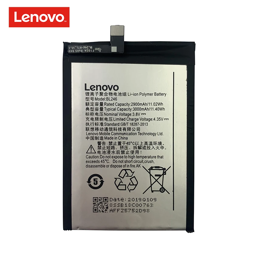 100 original new battery for lenovo vibe shot z90 bl246 z90a40 z90 7 z90 3 3000mah rechargeable phone batteries bateria free global shipping
