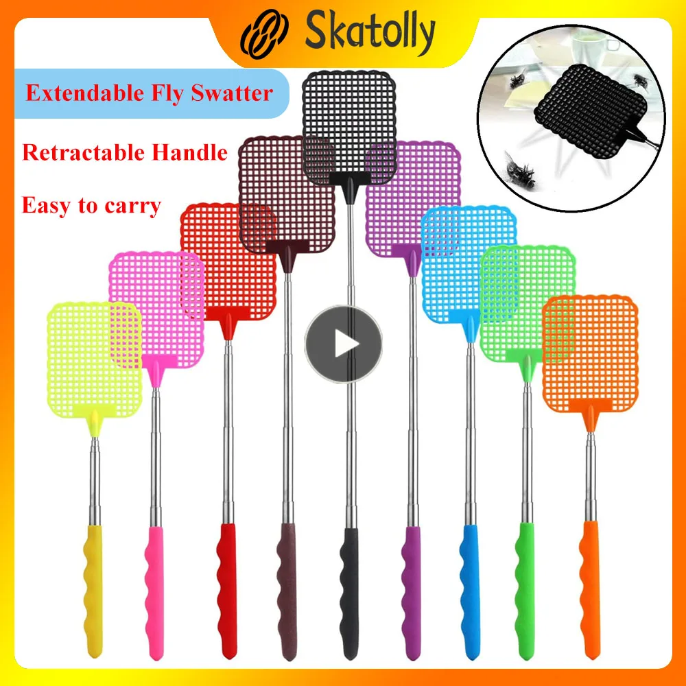 Adjustable Plastic Fly Swatter Home Long Handle Flyswatter Flapper Insect Killer Prevent Pest Mosquito Tool Retractable Swatter
