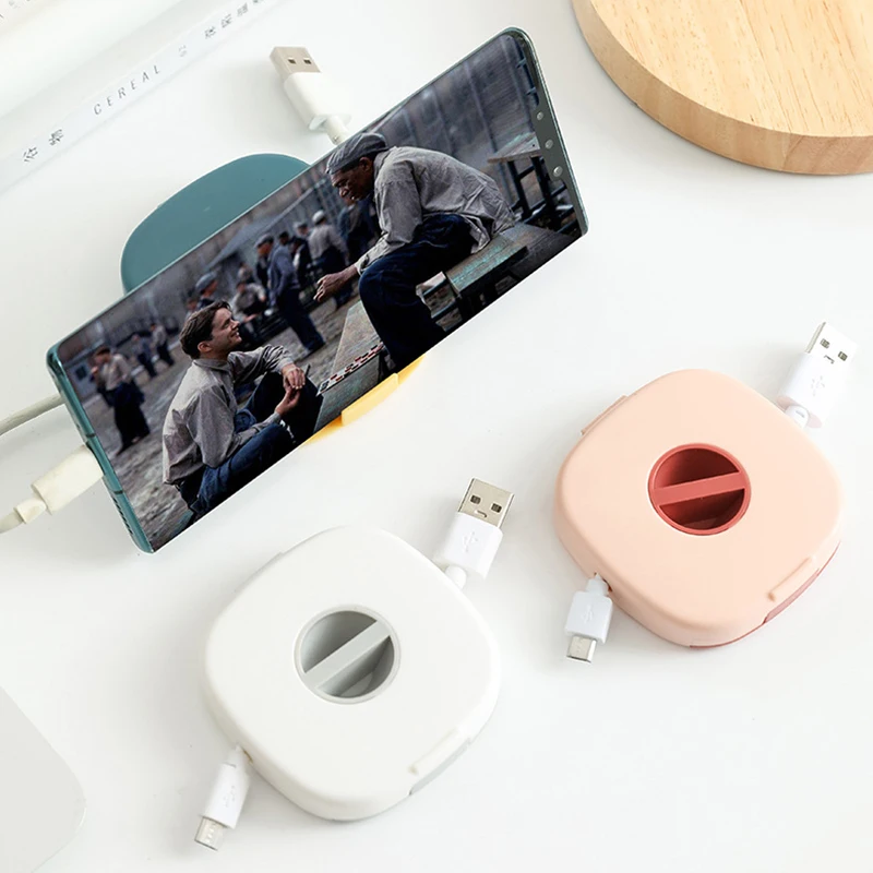 

Earphone Data Cable Storage Box Square Multifunctional Portable Travel Sorting Storage Box Winder Mobile Phone Bracket