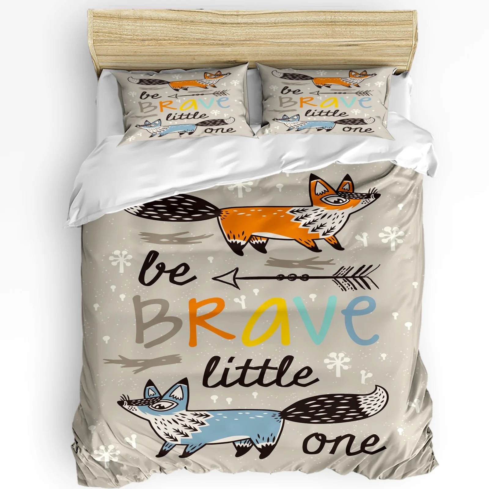 

Animal Colorful Fox Arrow Text 3pcs Bedding Set For Bedroom Double Bed Home Textile Duvet Cover Quilt Cover Pillowcase