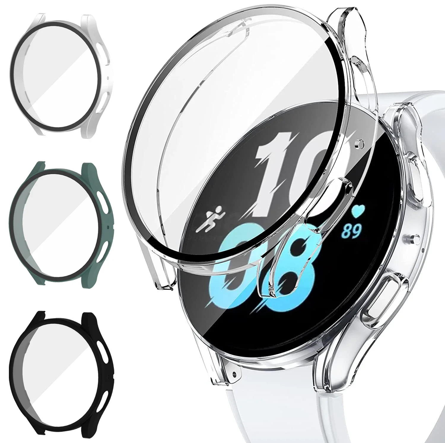 Закаленное стекло + чехол из ПК для Samsung Galaxy Watch 6 5 4 44 мм 40 все покрытие защитный