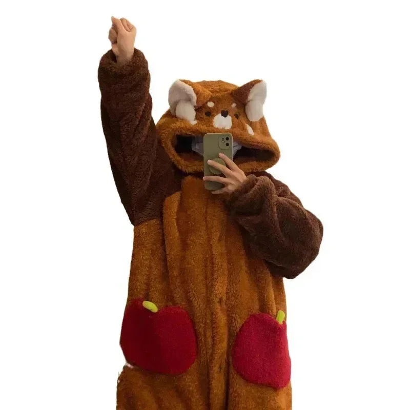 Прекрасный халат енота для взрослых пижамы домашняя одежда теплые из