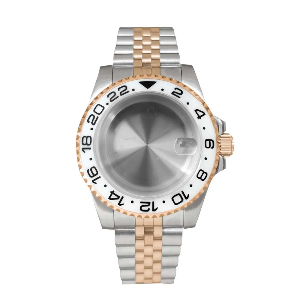 PVD Rose Fine Steel Watch Case+5-baht 40mm Watch Case Sapphire Magnifying Glass with Dense Bottom for NH35 NH36