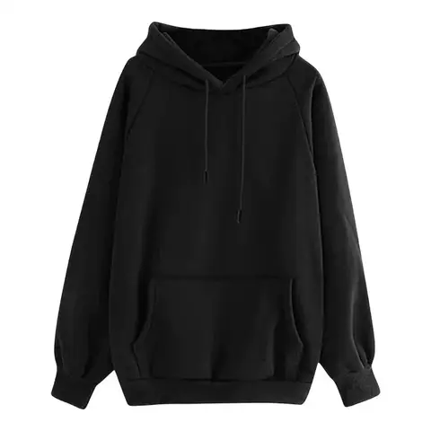 Stylish Winter Hoodie Shrink Resistant Women Hoodie Thickened Autumn Winter Solid Color Loose Hooded Sweatshirt  Coldproof