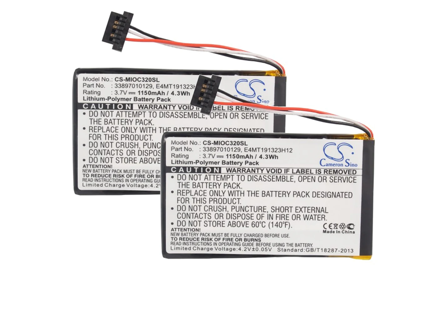 

2 упаковки, аккумулятор 1150mA для Mitac Mio C320, Mio C320B, Mio C323 33897010129, Φ/11-B0001 SN, E4MT191323H12