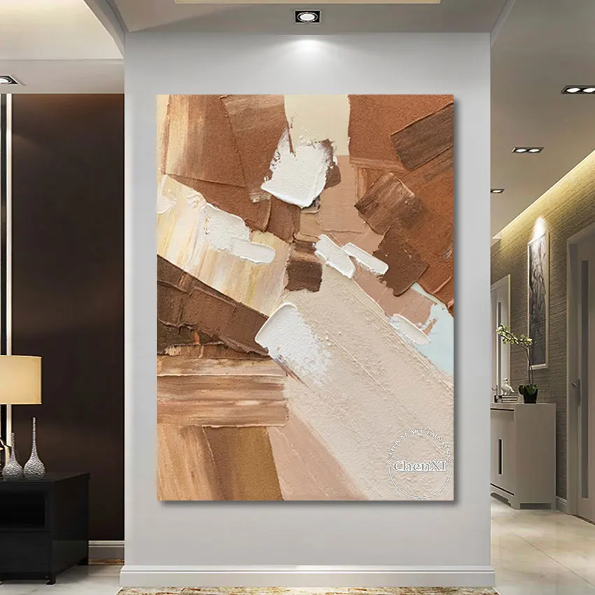 Современная текстильная абстрактная картина маслом для гостиной холст