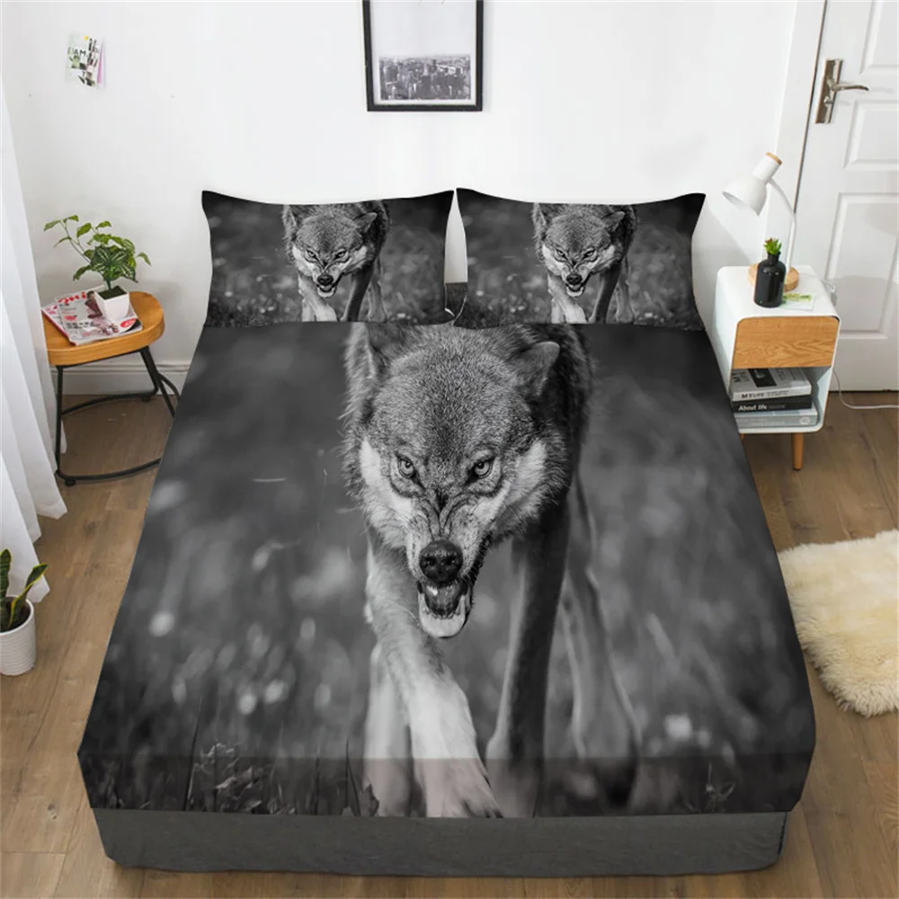 

Wolf 3D Comforter Bedding Set Twin Bed Sets Teens Kid Home Bedclothes Queen Sheets Cotton Fitted Sheet Suit Beds Covers
