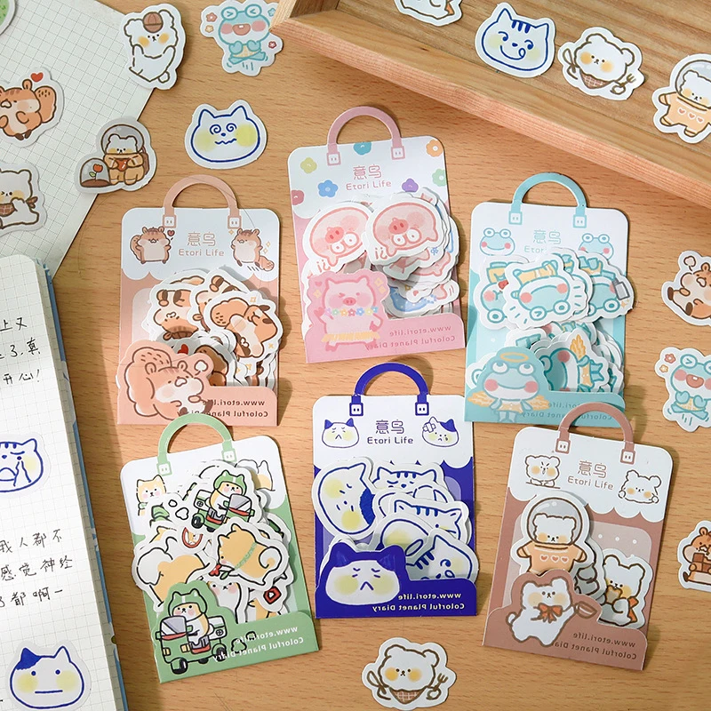 

40Pcs/Bag Decorative Stationery Stickers Cartoon Cat/Frog/Pig/Squirrel/Dog/Bear Scrapbooking DIY Diary Album Stick Label