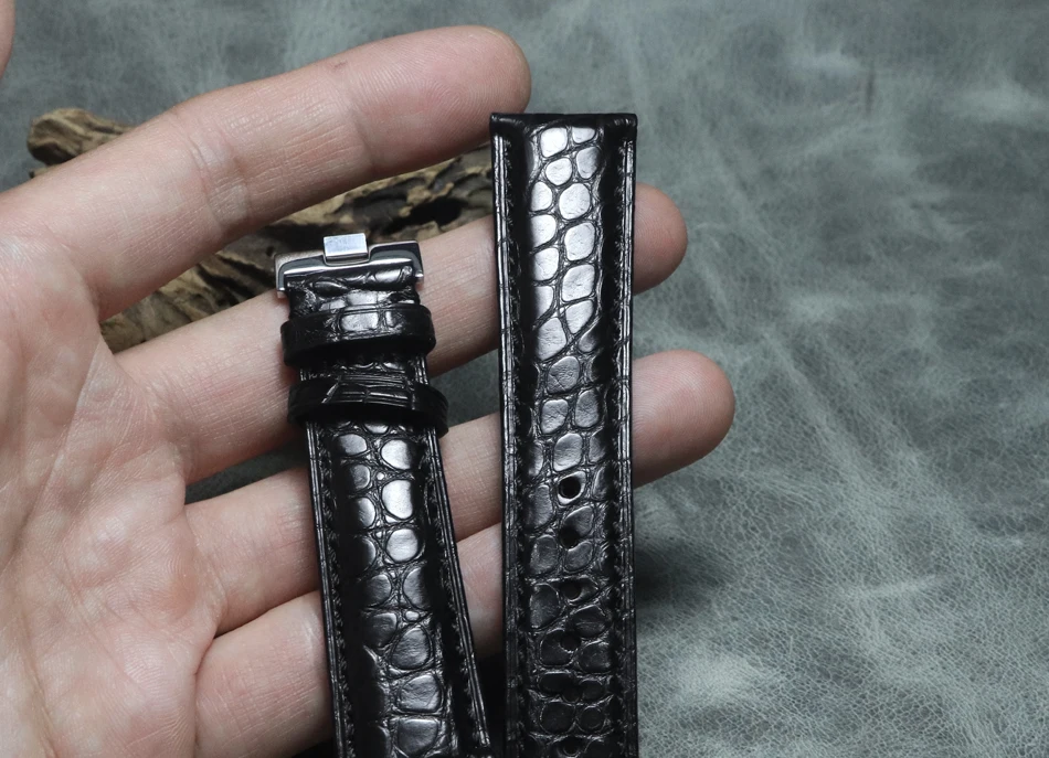 18 19 20 21 22mm Brown Black Butterfly buckle Alligator Watch Strap Genuine Crocodile Leather Waterproof Wrist Bands Bracelet