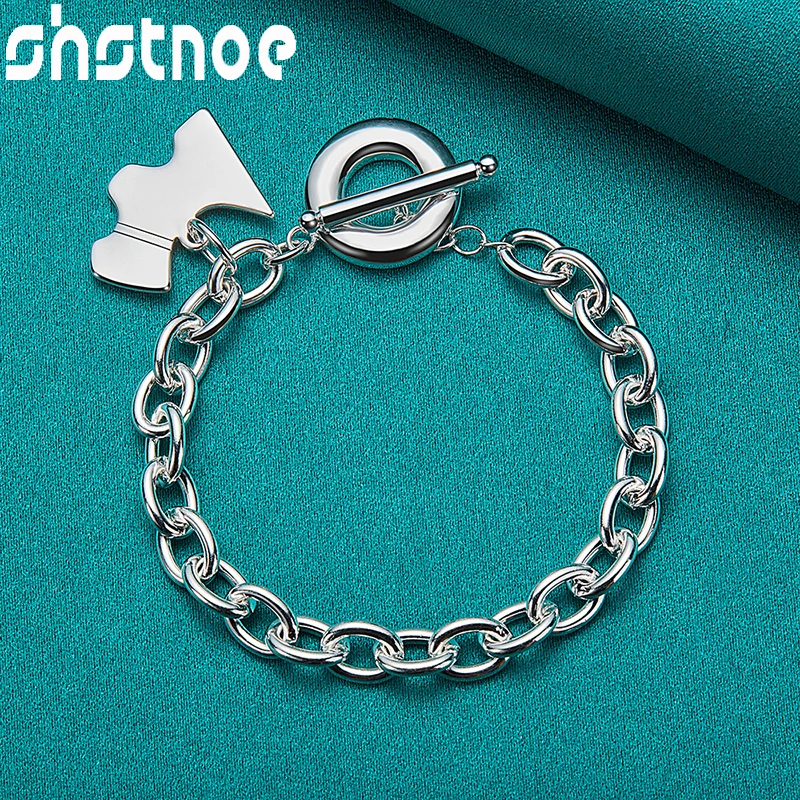 

SHSTONE 925 Sterling Silver Charm Dog Pendant OT Buckle Chain Link Bracelets For Women Men Party Christmas Gifts Fine Jewelry