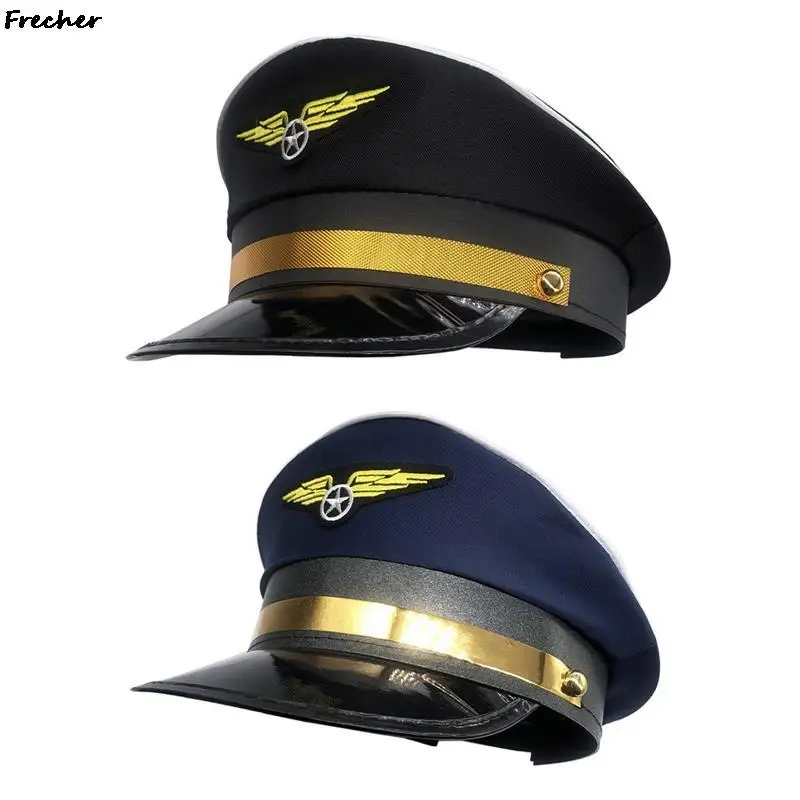 

Airplane Uniform Custom Cap Police Sailors Caps Captain Flight Hat Women Men Navy Party Costume Marine Admiral Fancy Dress Hats