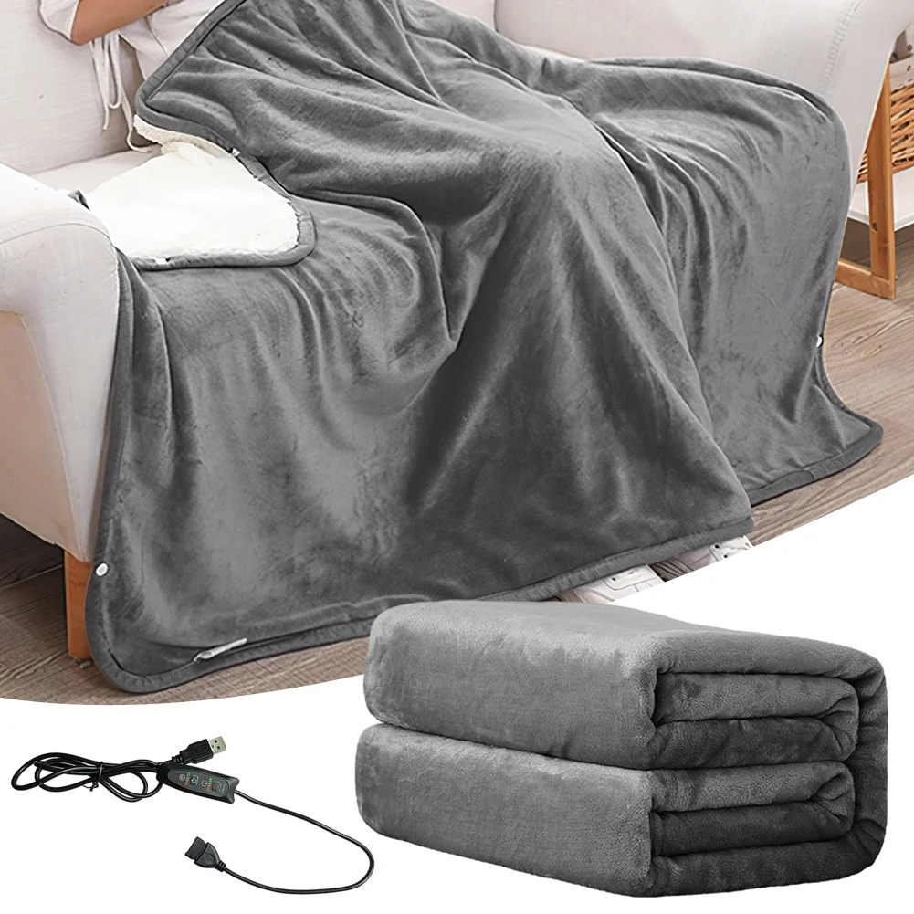 

USB Charging Electric Heated Shawl Blanket Washable Soft Thicker Heaters Mats For Office Bedroom Home